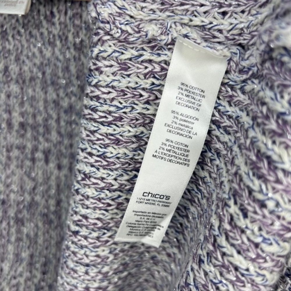 Chicos Structured Cardigan Sweater, marled yarn with FRINGE - Picture 6 of 6